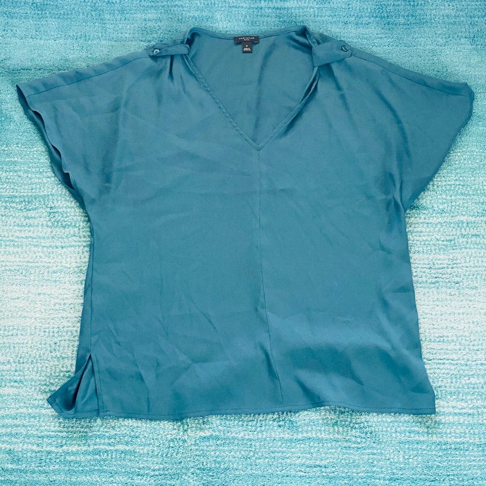 Ann Taylor Blue V-neck Top